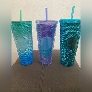 Starbucks Blue and Purple Textured Tumblers